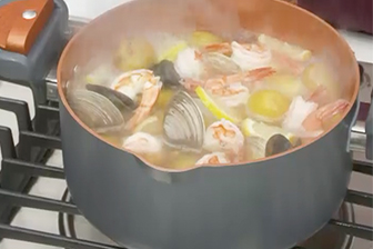 A pot of clam shells